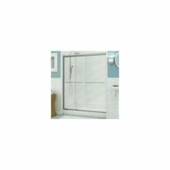 MAAX 135663-900-084 Aura Sliding Shower Door, Clear Glass, Tempered Glass, Semi Frame, 2-Panel, Glass, 1/4 In Glass