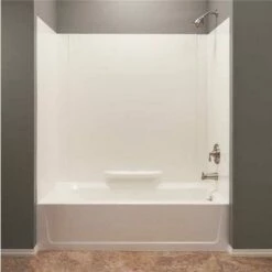 Mustee 350WHT Durawall 30 In. X 60 In. X 58 In. Easy Up Adhesive Alcove Bath Tub Surround In White