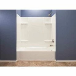 Mustee 53WHT Durawall Model 30 In. X 60 In. X 58 In. Easy Up Adhesive Bathtub Surround In White