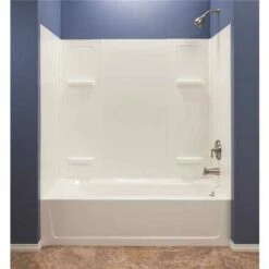 Mustee 950 Durawall 30 In. X 60 In. X 55 In. Easy Up Adhesive Alcove Tub Surround In White