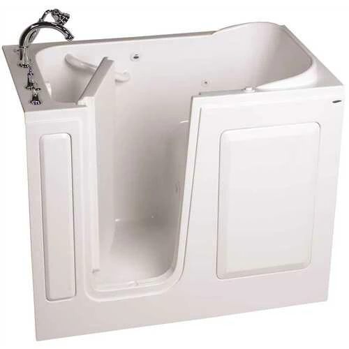 American Standard 3559089 GELCOAT WALK-IN BATH, WHIRLPOOL, LEFT-HAND WITH QUICK DRAIN AND FAUCET, WHITE, 28 IN. X 48 IN
