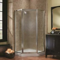 Foremost TDNA0470-OB-BN Tides 16-3/4 In. X 24 In. X 16-3/4 In. X 70 In. Framed Neo-Angle Shower Door In Brushed Nickel And Obscure Glass