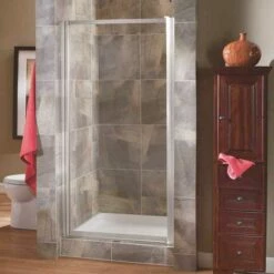 Foremost TDSW2965-CL-SV Tides 27 In. To 29 In. X 65 In. Framed Pivot Shower Door In Silver With Clear Glass With Handle