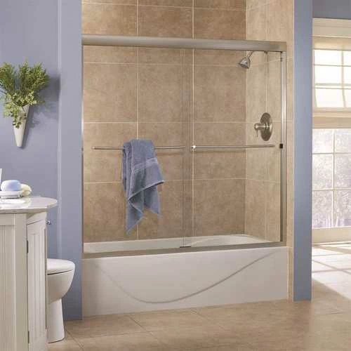 Foremost CVST6060-CL-SV Cove 60 In. X 60 In. Semi-Framed Sliding Tub Door In Silver With 1/4 In. Clear Glass