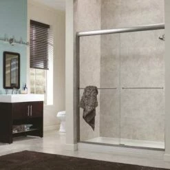 Foremost CVSS4872-CL-SV Cove 48 In. X 72 In. H Semi-Framed Sliding Shower Door In Silver With 1/4 In. Clear Glass