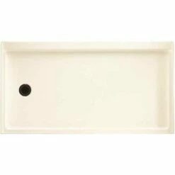 Swan SR-3260L-010 32 In. X 60 In. Solid Surface Single Threshold Retrofit Left Drain Shower Pan In White