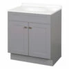 Zenna Home SBC36GY 2-Door Shaker Vanity With Top, Wood, Cool Gray, Cultured Marble Sink, White Sink