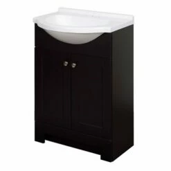 Zenna Home SEC24CH 2-Door Euro Shaker Vanity With Top, Wood, Espresso, Cultured Marble Sink, White Sink