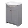 Zenna Home SEC24GY 2-Door Euro Shaker Vanity With Top, Wood, Cool Gray, Cultured Marble Sink, White Sink
