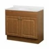 Zenna Home RBC36KK 2-Door Raised Panel Vanity With Top, Wood, Oak, Cultured Marble Sink, White Sink
