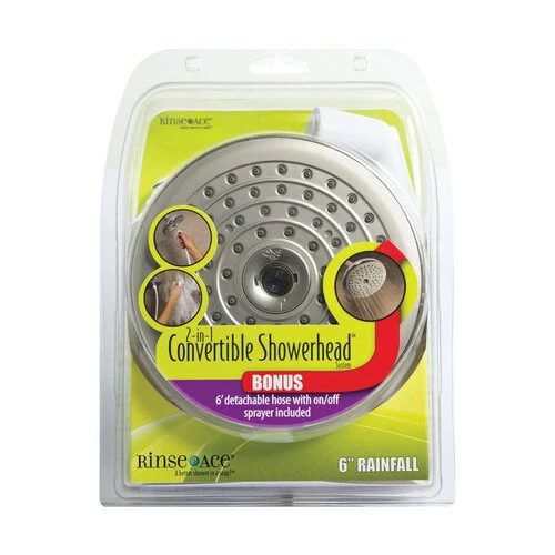 Rinse Ace 4098 Convertible Showerhead 2-in-1 White ABS 1 Settings 2.5 Gpm White