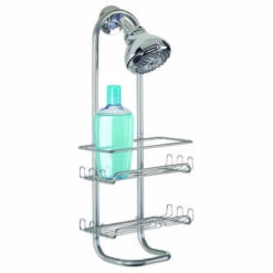 IDesign 60166 Classico Series Shower Caddy, 2-Shelf, Steel, 4-1/2 In OAW, 21 In OAH, 12 In OAD