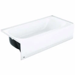 Bootz 011-3365-00/4365 Aloha 011-4365-00 Bathtub, 39 Gal Capacity, 60 In L, 30 In W, 14-1/4 In H, Steel, White, Porcelain-Coated