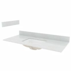 CRAFT + MAIN STE49228SWR Vanity Top, 49 In OAL, 22 In OAW, Stone/Vitreous China, Silver Crystal White, Undermount Sink