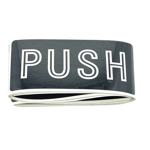 CRL 566HA Horizontal Black With Silver Letters "PUSH" Decal