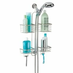 IDesign 27110 Shower Caddy Forma 23.75" H X 5" W X 15" L Satin Silver Satin