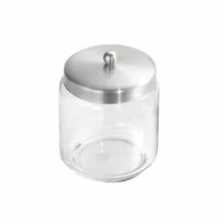 InterDesign 22660 Covered Jar Forma Brushed Clear Stainless Steel Brushed