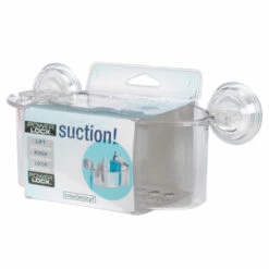 IDesign 52320 Shower Basket Power Lock Clear Plastic Clear