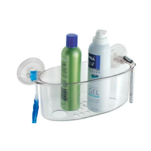 IDesign 52420 Shower Basket Power Lock Clear Plastic Clear