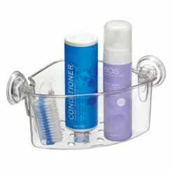 IDesign 52720 Shower Basket Power Lock Clear Plastic Clear