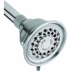 Waterpik VAT-319E VAT-313E Shower Head, Round, 1.8 Gpm, 1/2 In Connection, 3-Spray Function, Nickel, Chrome, 3-1/4 In Dia