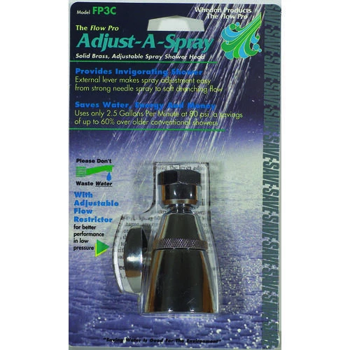 Whedon FP3C Shower Head, 2.5 Gpm, 1/2 In Connection, Female, Brass, Chrome, 2 In Dia