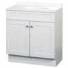 Zenna Home SBC30WW 2-Door Shaker Vanity With Top, Wood, White, Cultured Marble Sink, White Sink