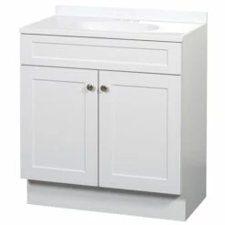 Zenna Home SBC30WW 2-Door Shaker Vanity With Top, Wood, White, Cultured Marble Sink, White Sink