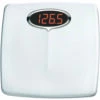 TAYLOR 98564012 Bathroom Scale, 330 Lb Capacity, LED Display, Styrene Housing Material, White, 13-1/2 In OAW, 14 In OAD
