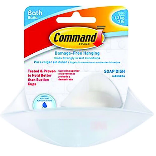 3M Command BATH14-ES Bath Soap Dish, Plastic, Frosted
