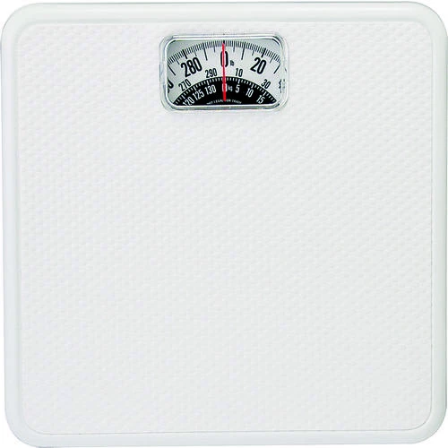 TAYLOR 20005014T Bathroom Scale, 300 Lb Capacity, Analog Display, White, 10-3/4 In OAW, 10.3 In OAD, 1.8 In OAH