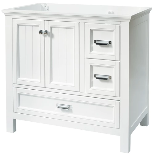 Foremost BAWV3622D Brantley Series Bathroom Vanity, 36 In W Cabinet, 21-1/2 In D Cabinet, 34 In H Cabinet, Wood, White