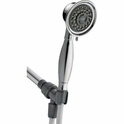 Waterpik VAT-343E PowerSpray Handheld Shower, 1/2 In Connection, 1.8 Gpm, 3-Spray Function, Metal, Chrome, 5 Ft L Hose