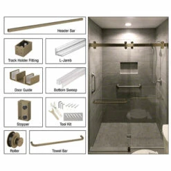 CRL CAM73BBRZ Brushed Bronze Deluxe 180 Degree Cambridge Series Two Door Bypass Sliding Shower Door System