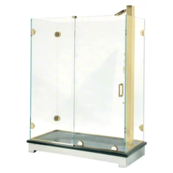 CRL ESS3BR Polished Brass Essence Series Basic Sliding Shower Door Kit With Squared Corner Rollers