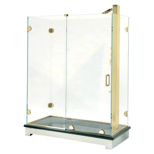 CRL ESS3BR Polished Brass Essence Series Basic Sliding Shower Door Kit With Squared Corner Rollers