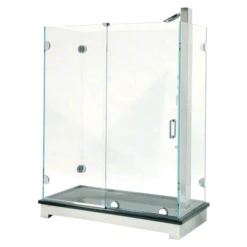 CRL ESS3CH Polished Chrome Essence Series Basic Sliding Shower Door Kit With Squared Corner Rollers