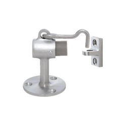CRL F823 Satin Chrome Finish Brass Floor Mounted Heavy-Duty Door Stop With Hook And Holder