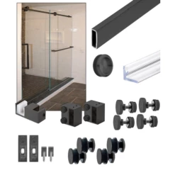 CRL SER95MBL Matte Black Deluxe 180 Degree Serenity Series Sliding - 95" Length System