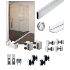 CRL SER95PS Polished Stainless Steel Deluxe 180 Degree Serenity Series Sliding - 95" Length System