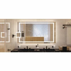 Hafele 983.19.532 Hfele Lighted Mirror, Multifunctional 1,200 Mm X 900 Mm 35 7/16" 1560 Lm 111 W 47 1/4" Multi-white, 2700K-4000K, (W X H X D) 1200 X 900 X 54 Mm (47 1/4" X 35 7/16" X 2 1/8")