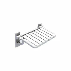 Hafele 980.20.099 Folding Shower Seat, 555 Mm Width 21 5/8"; Slats: 2 3/16" HEWI 801 Series, Pure White Pure White